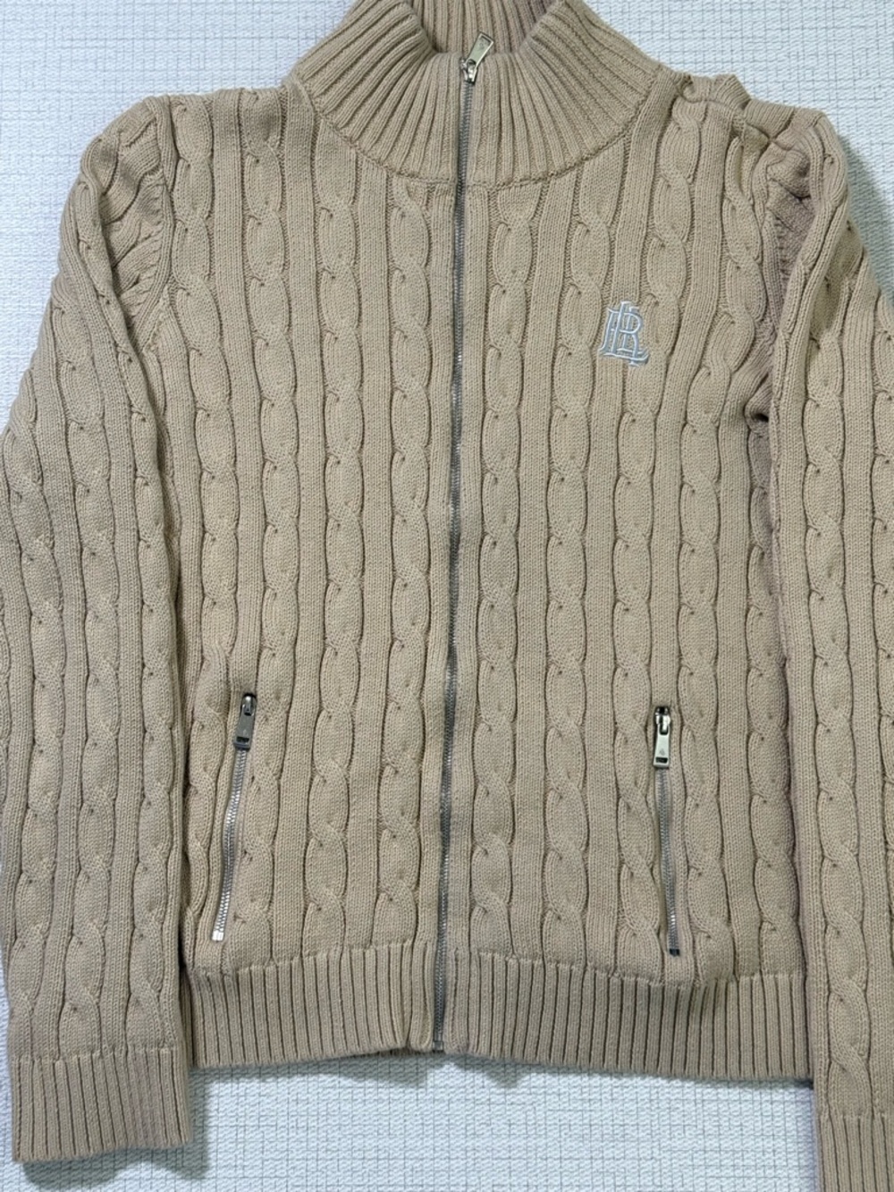 Ralph Lauren Cable-Knit Zip Cardigan in Taupe - Picture 5 of 7